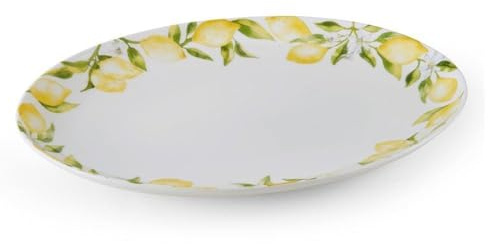 Mikasa Lemons Oval Bone China Lightweight Chip Resistant Serving Platter, 14-Inch, Multicolor