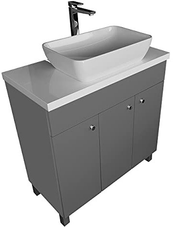paplinskimoebel - Lavandino Bagno con Mobiletto IGA SINK 80 x 84 x 40 cm, Mobili Bagno con Lavabo, Mobile Lavabo Bagno, Lavabo in Ceramica WC, Mobile Sotto Lavandino Bagno -Grigio