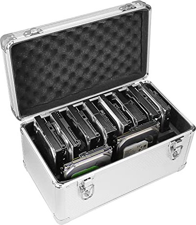 GLOTRENDS B10 10-Slot Storage Box for 3.5 inch Internal Hard Disk, Portable Design for Carrying and Transportation, IP65 Water Resistant, HDD Organizer and Protective Box