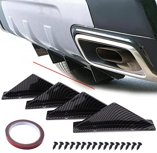 JMTBNO 4pcs Auto Heckstoßstange Spoiler Universal Kohlefaser Auto Heckstoßstange Lippe Diffusor Haifischflosse Heckspoiler Gewölbte Form Heck Diffusor Splitter Zubehör