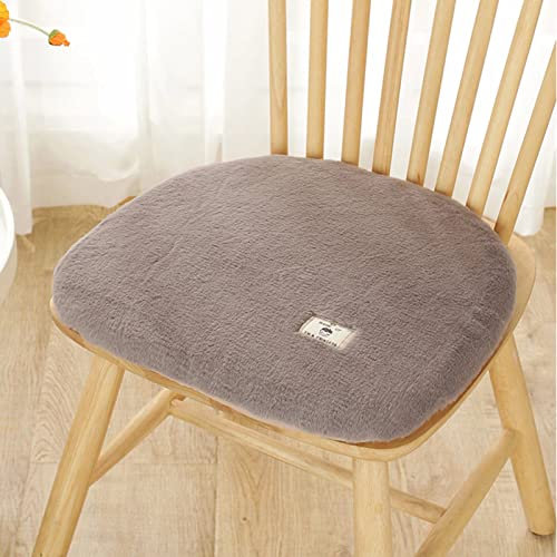 Yadlan Sitzkissen 40x40 4er Set Filz, Stuhlkissen Halbrund mit Schleife, PlüSch Stuhl Sitzpolster Stuhl Indoor, Stuhlauflagen EsszimmerstüHle Oval mit BäNdern, Warm und Weich Sitzauflagen Grau