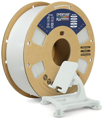 OVERTURE PLA Plus (PLA+) Filamento 3D 1.75mm, Alta Resistencia y Durabilidad, Filamento Profesional para Impresora 3D 1kg (2.2lbs), Precisión ±0.02mm,Sin Enredos (Blanco)