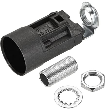 sourcing map E14 Bombilla Zócalo Plástico Lámpara Soporte 23x55mm 3pcs | con M10 Roscado Lámpara Tubo Tuerca, Negro, para Bombilla E14