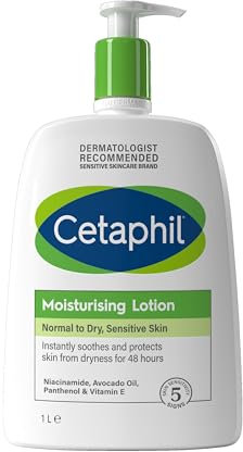 Cetaphil Face & Body Moisturiser, 1L, Moisturising Lotion For Normal To Dry, Sensitive Skin, With Niacinamide & Vitamin E