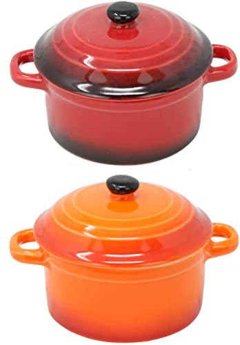 Mini Casserole Oven Dish with Lid Round Porcelain 0.3L Oven To Table Set of 2 Baking Dish Mini Ramekin Casserole Cooking Pot with Lid for Single Pies, Tarts, Tapas, Souflee, Crème Brulee