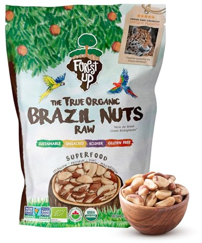 Snack The True Organic Brazil Nuts Medium Size 32 oz-2lbs – Raw and Unsalted – Kosher – Healthy-Rich in Vegetable Protein – Harvested in Amazon Rainforest – Fresh, Vegan and Gluten Free – Forest Up