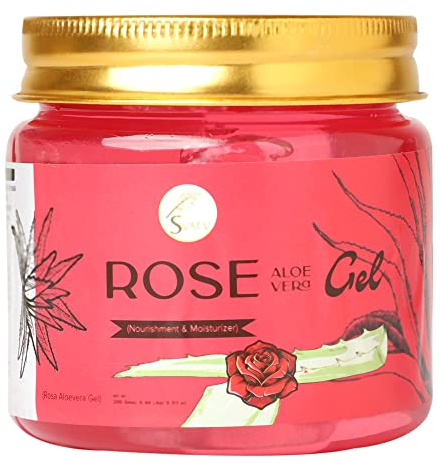 SVATV Rose Aloe Vera Gel für Haut, Haare | Natürliche Feuchtigkeitscreme | Tonisiert unebene Haut | Aloe Vera Gel für ein mit Feuchtigkeit versorgtes Gesicht | 7,05 Unzen | 0,44 Pfund