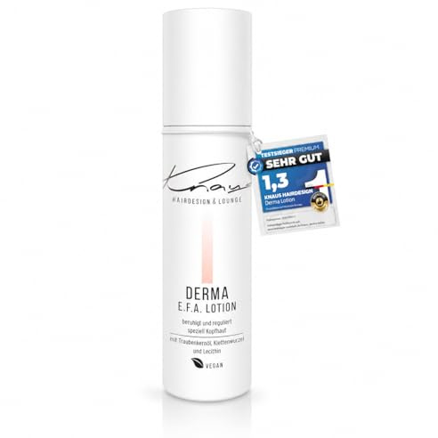 Knaus Derma E.F.A. Lotion Kopfhaut-Lotion mit essentiellen Fettsäuren, Weidenrinde und Klettenwurzel-Extrakt für trockene gereizte Kopfhaut, Anti-Schuppen Salonqualität, dermatologisch getestet