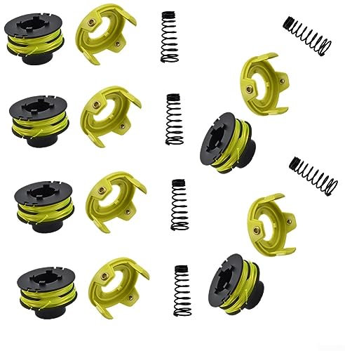 EpheyFIF 6 Sets Rasentrimmer-Spule und Abdeckung, 1,2 mm Spule, Rasentrimmer, Freischneider-Spulen, Trimmer-Nachfüllpackungen für RAC118, inklusive Spule und Abdeckfeder-Ersatz