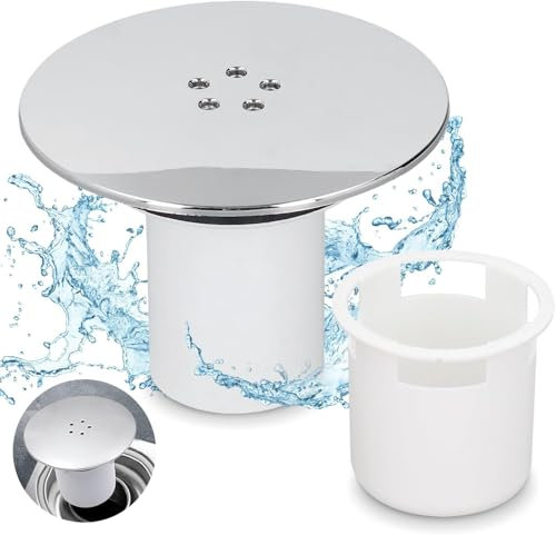 Shower drain cover 90mm/115mm – chrome waste trap replacement with removable hair catcher and fast flow plughole insert for shower trays (White Base)