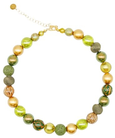 Feliss Perlenkette Halskette Damen Handmade 45 cm Statement Kette | Ketten aus Perlen Choker Halsband aesthetic Necklace Schmuck Beads Perlenkette für Frauen