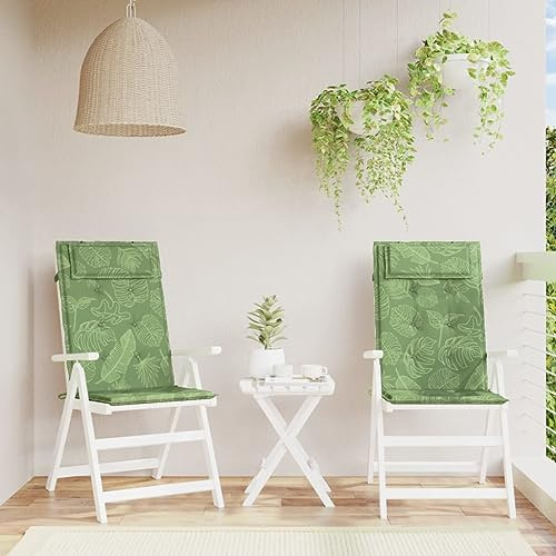Annlera 2 STK. Blattmuster Hochlehner-Auflagen Oxford-Gewebe Stuhlauflagen Hochlehner Sitzauflagen Hochlehner Gartenstuhl Auflage GartenmöBel Auflagen Gartenstuhl Kissen Sitzauflage Stuhl