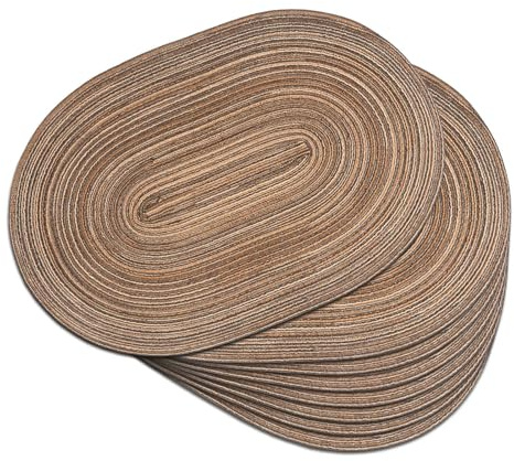 Noctiflorous Ovale geflochtene Tischsets, 30,5 x 45,7 cm, 8 Stück, für Esstische, natürlich gewebt, hitzebeständig, oval, Braun 8