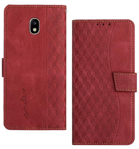 Radoo Handyhülle für Samsung Galaxy J5 2017/J5 Pro 2017/J530 Hülle Leder für Klappbar PU Leder Tasche Flip Wallet Stoßfeste Case Schutzhülle Klapphülle für Galaxy J5 2017 Hülle Lederhülle (Rot)