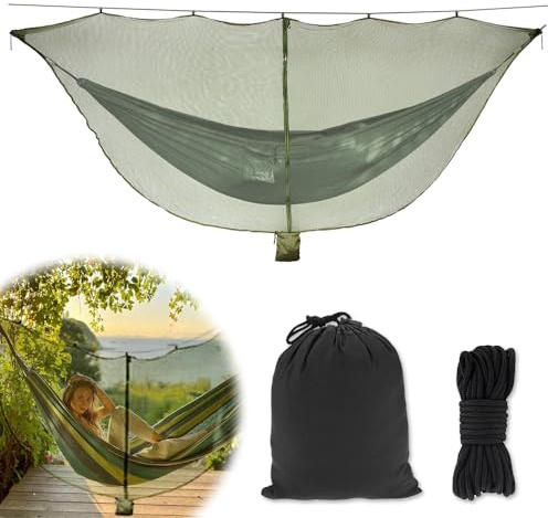 Casenly Hängematte Moskitonetz, Camping Hängemattennetz 360 Grad Schutz Polyesternetz mit Doppelseitiger Reißverschluss Leichtes Reisecamping Hängematte Insektennetz für Wandern Reisen Outdoor