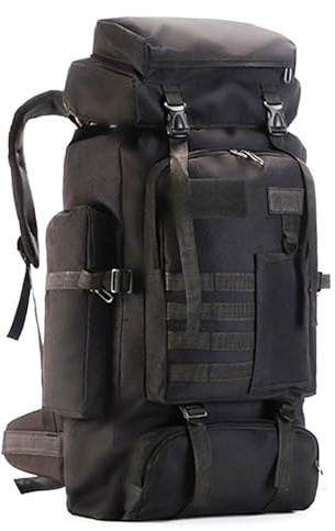 DXIA Wanderrucksack Herren, 80L Camping Rucksack, Wasserdichte Outdoor Sport Reise Rucksack, große reiserucksack leichtgewicht, geeignet für Camping, Wandern und Reisen, Schwarz