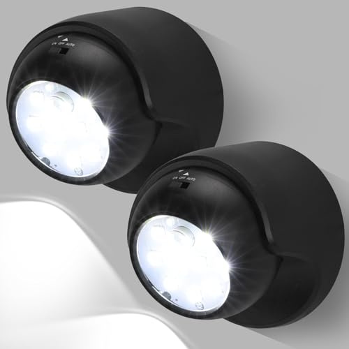 COFEMY LED Strahler mit Bewegungsmelder Außen - 2PCS Innen Batterie Kabellos Außenleuchte mit Bewegungsmelder, Wasserdicht Aussenstrahler Wandleuchte Sicherheitslicht für Garten Türöffnung Korridor