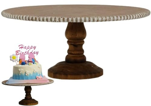 Glixoft Kuchenständer Aus Holz Im Vintage-Stil, Brottablett, Kuchenständer Füßen, Dessert-Display, Teller, Runder Obstständer, Nachmittagstee-zubehör
