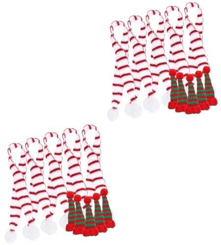 Abaodam 10 Sätze Nikolausmützen Basteln Weihnachtsweinflaschendekoration Weihnachten Weinflaschenabdeckung Weihnachten Kleine Weihnachtsmütze Weihnachtslutscherhüte Strickgarn