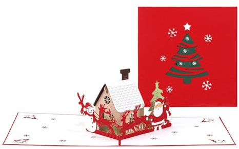 Lkw Ogechi Pop Up Weihnachtskarten, Christmas Cottage Pop Up Grußkarte, 3D Weihnachtskarten mit Umschlag für Freunde Familie Weihnachten Silvester Thanksgiving
