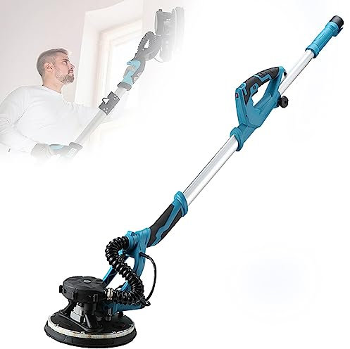 Ponceuse pour cloisons sèches avec aspirateur, vitesse réglable, avec lumières LED, 1000-2100 tr/min, système d'aspiration automatique sans poussière, convient à divers murs, disques de ponçage 100