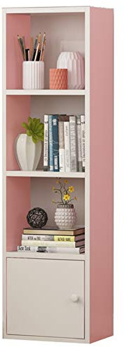 Bücherregal für Kinder, Holz, mit Türen und Spielzeug-Organizer, 6 Ebenen, platzsparendes Design (Weiß/Rosa/Buche/Grün)