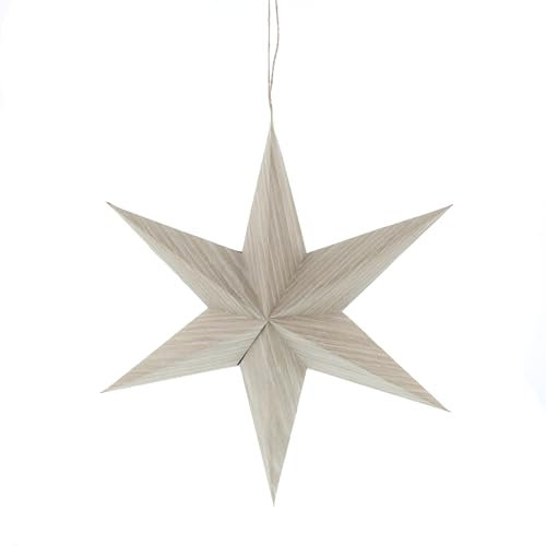 Festive Productiions Papierstern zum Aufhängen, 30 cm, natürliche Holzoptik, Weihnachtsdekoration