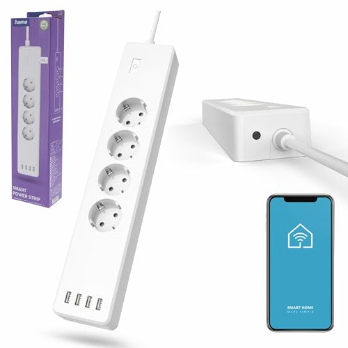 Smarte WLAN-Steckdosenleiste 4-Fach, einzeln schaltbar, Überlastsch., 4xUSB