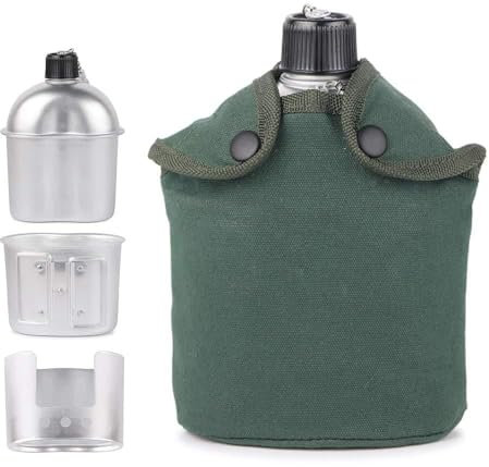 Kavolet 4-teiliges Kochgeschirr-Set, Aluminium-Kantinenbecher, Holzofen mit Faltbarem Göffel für Camping, Wandern (4-teiliges Set)