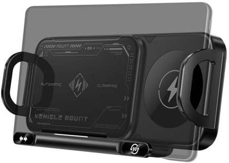 Générique Support De Téléphone Portable/Tablette Intelligent 2024,Support De Chargeur De Voiture Rotatif sans Fil,Support De Téléphone Rotatif Automatique 2 en 1,Support De Téléphone À Charge Rapide