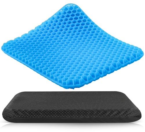 Esilihom Large Gel Soft Sitter Cushion, Honeycomb Design Seat Cushions with Cloth Cover, Relieving Back Coccyx Pain Pressure, Ergonomic Design for Seat Pads(42cm x 37cm)