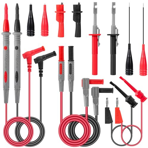 QIMEI-SHOP Multimeter Messleitungen Kit mit Krokodilklemmen Testsonde Prüfhaken Prüfsonden Messspitzen für Digital Multimeter Elektrische Messkabel 14 Stück
