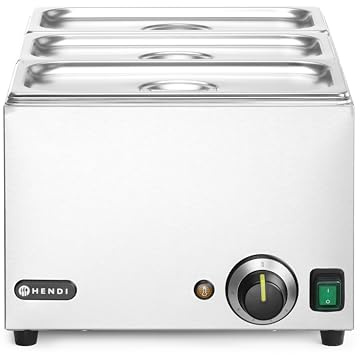 HENDI Bain-Marie Électrique, 3x GN 1/3 avec Couvercles | Acier inoxydable, 19L, 230V/1000W, 30–85°C, 590x332x(H)242mm