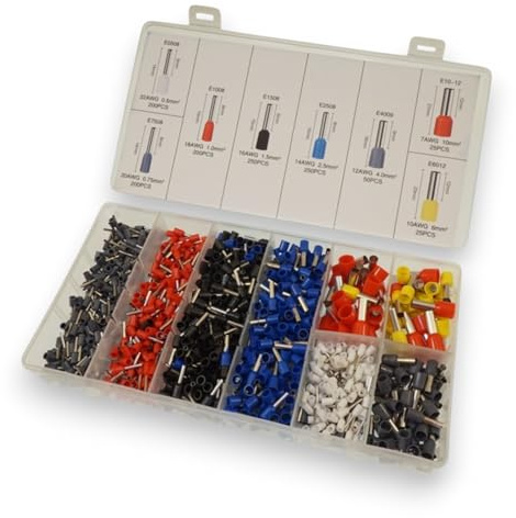 Kit 1200 Puntalini Elettrici – Assortimento Capicorda a Norma DIN [0,5-10 mm²] – Terminali a Crimpare per Cablaggi Precisione
