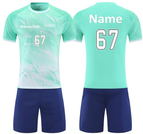 Generisch Personalised Fußballtrikot für Kinder/Erwachsener, Fußball Trikot Sets für Kinder Herren Jungen Fussball Jersey Football Trikots Set mit Customisable Namen Nummer Team und Logo
