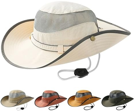 AYPOW Unisexe Chapeau de Soleil Protection Solaire, Chapeau Pêcheur Pliable Large Bord, Extérieur Chapeau de Seau Léger Respirant Chapeau Boonie, Chapeau de safari chapeaux d'été pour Femme Homme