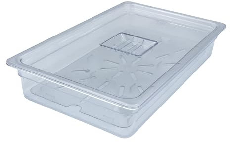 AcMax Juego de recipientes gastronómicos GN 1/1 de policarbonato, 16 litros, profundidad de 100 mm, plástico, con tapa y bandeja de goteo