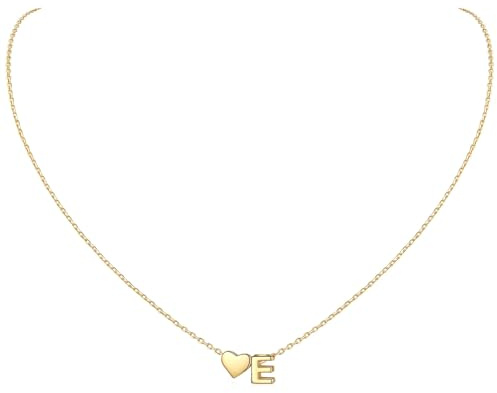 ChicSilver 925 Silber Kette mit Buchstabe Herz, Halskette Silber/Gold Damen | Silberkette mit Initialen A-Z Buchstaben Anhänger, Kleine Herzkette Modeschmuck für Frauen Mädchen