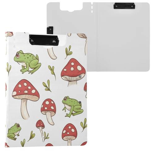 JUMBEAR Portapapeles de hongos silvestres A4 con clips dobles, tablero plegable con tapa, organizador personal ligero adecuado para hospitales, oficinas, escuelas, negocios, suministros de aula