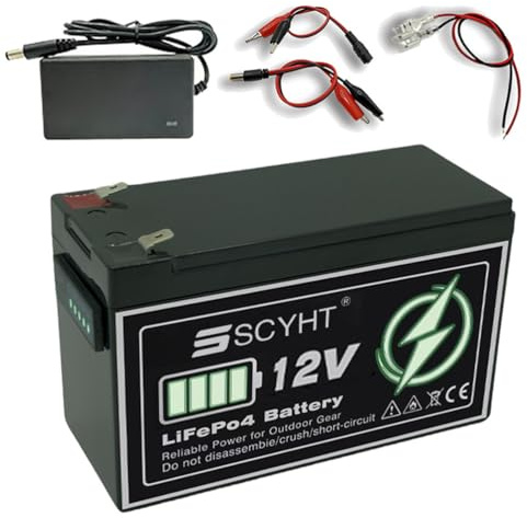 SSCYHT LiFePO4 Battery 12V 10Ah 6Ah 12Ah Li-ion Battery 12V Rechargeable Batteries 8Ah Lithium Batteries for Backup Power with Indicator for 50W - 150W Motors,12V12Ah