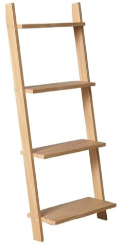 Scaffale a scala, moderna libreria in legno per riporre oggetti eleganti in camera da letto, soggiorno e ufficio