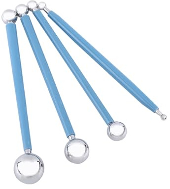 Asixxsix Glattes Kugel-Bildhauerwerkzeug-Set aus Edelstahl für die Kuchendekoration, Fondant-Modellierung, Werkzeuge aus Metallton in Lebensmittelqualität für Künstler, 4-teiliges Kugelstift-Set