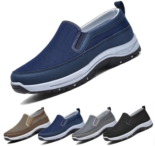 COITROZR Chaussures OrthopéDiques Homme,Chaussures Homme sans Lacets Baskets De RandonnéE en Plein Air LéGèRes Et Respirantes avec Soutien De La VoûTe Plantaire(Blue 1,42 EU)