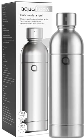 Aquafloow Edelstahlflasche für Wassersprudler – Stabile Trinkflasche 0,8 L als Ersatzflasche, BPA-frei, Wiederverwendbare Flasche für Sprudelwasser und den täglichen Gebrauch