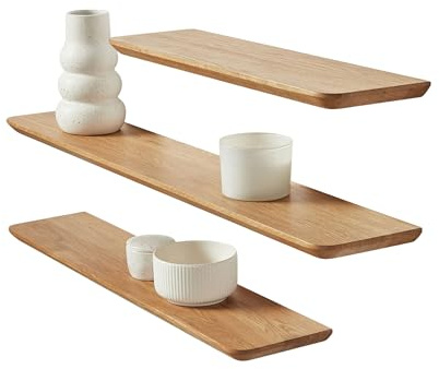 BestLoft Wandregal Holz Schweberegal Schweizer Kante Regal Küche Bücherregal Wand Wandboard Floating Shelves wall Shelf Wandregal schmal Holzregal (17 Zentimeter Tiefe, 80 Zentimeter Breite)