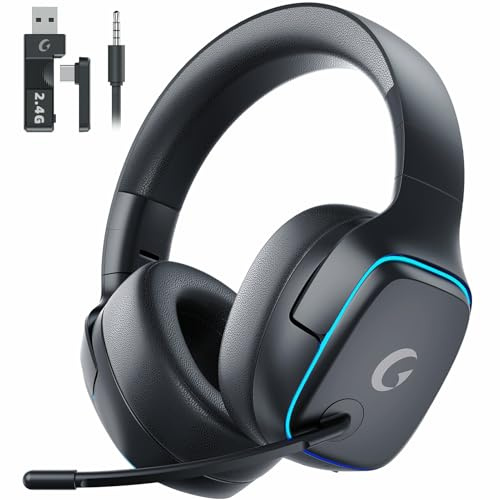 Gvyugke Wireless Gaming Headset for Ps5 Ps4 PC Switch Mac, 2.4GHz & Bluetooth 5.3 & Wired Gaming Headphones with Noise Cancelling Mic, 7.1 Surround Sound