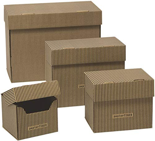 PapierTiger Karteikasten Streifen A5 Kartonage braun (20 Stück)