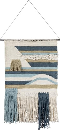 Primitives by Kathy Seaside Woven Wall Hanging, Handmade Bohemian Fringe Tassel Banner, Cotton, 14W x 22L