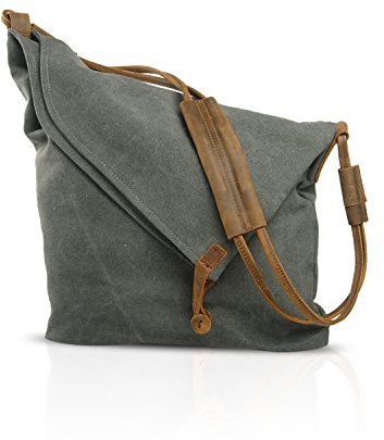 FANDARE Retro Bolso de Hombro Hombres/Mujeres Negocio Cambiar Crossbody Bolsa al Aire Libre Viaje Camping Gran Capacidad Bolsa de Mensajero Transpirable Lona, Gris, Large, Mochila de Ocio