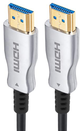 PremiumCord 4K Cavo in Fibra Ottica HDMI 2.0, velocità Ultra Elevata 18 Gbit/s, EDID, Arc, HDR, Risoluzione 4K@60Hz 2160p, Full HD@240Hz, Compatibile con PS5, Xbox, PC, TV, Placcato Oro, 5 m